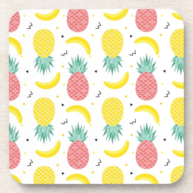 Colourful Tropical Fruit Pattern Coaster (Front)