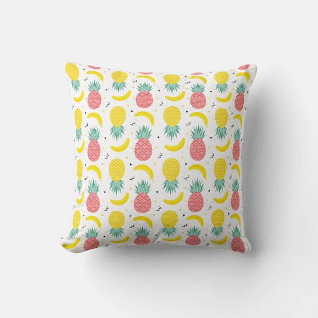 Colourful Tropical Fruit Pattern Cushion (Front)