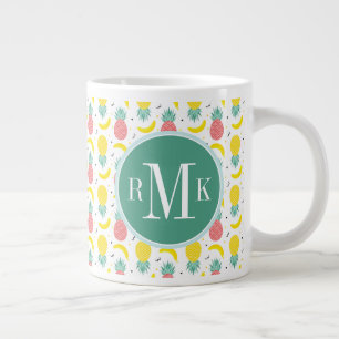 Colourful Tropical Fruit Pattern Large Coffee Mug