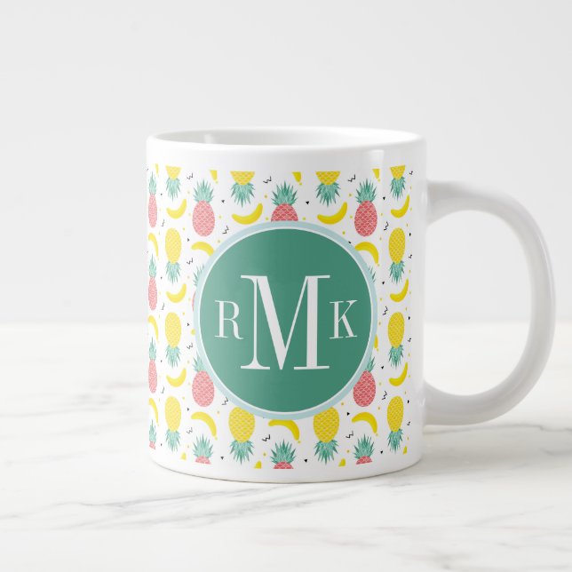 Colourful Tropical Fruit Pattern Large Coffee Mug (Right)