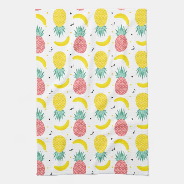 Colourful Tropical Fruit Pattern Tea Towel (Vertical)