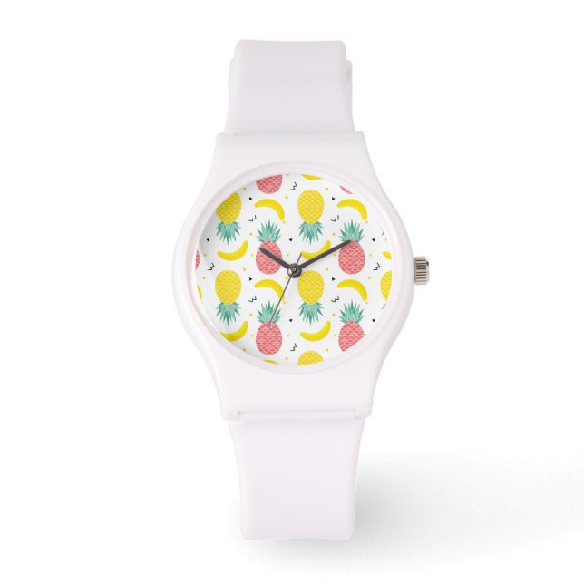 Colourful Tropical Fruit Pattern Watch (Front)