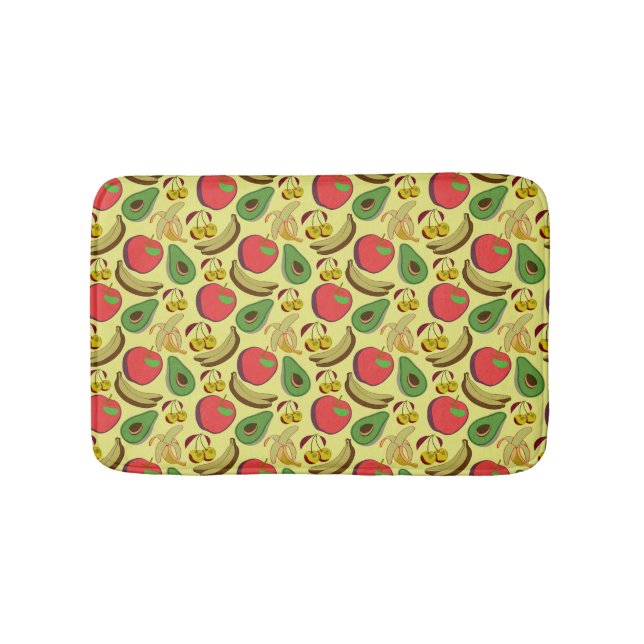 Colourful tropical fruit seamless pattern bath mat (Front)