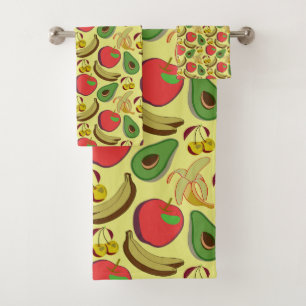 Colourful tropical fruit seamless pattern bath towel set