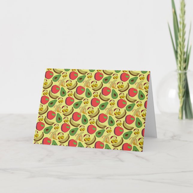 Colourful tropical fruit seamless pattern card (Front)