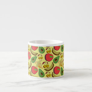 Colourful tropical fruit seamless pattern espresso cup