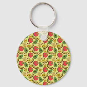 Colourful tropical fruit seamless pattern key ring
