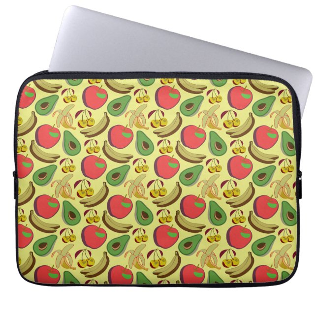 Colourful tropical fruit seamless pattern laptop sleeve (Front)