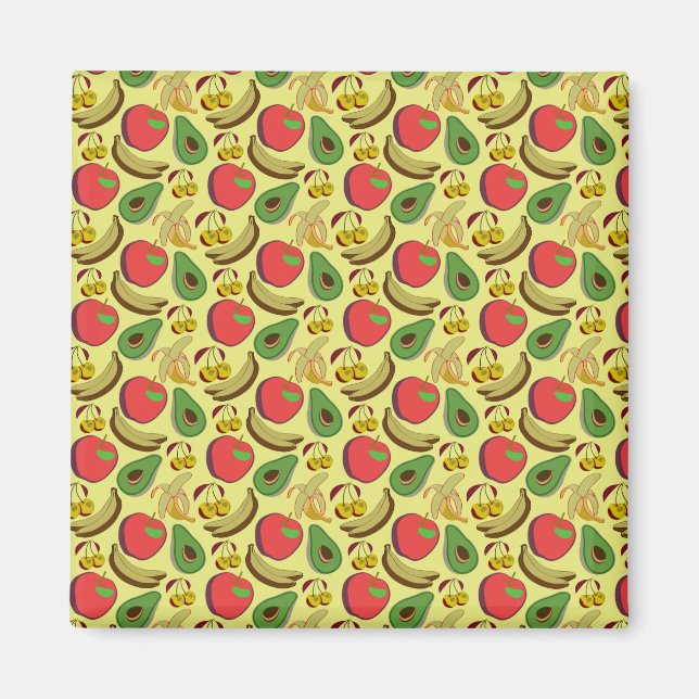 Colourful tropical fruit seamless pattern magnet (Front)