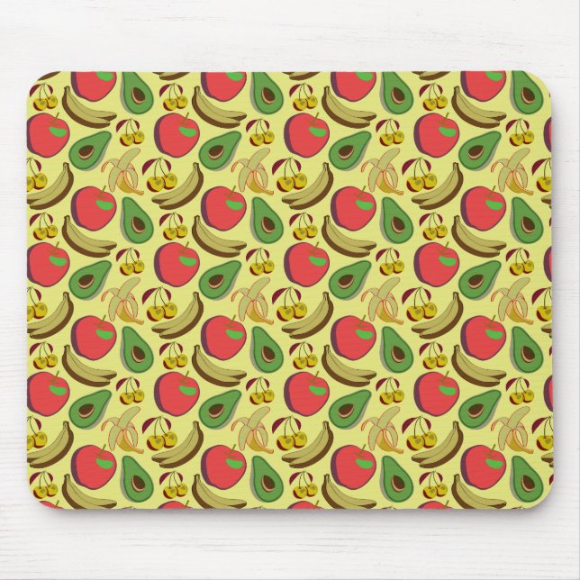 Colourful tropical fruit seamless pattern mouse pad (Front)