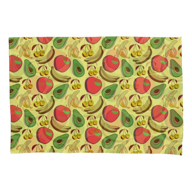 Colourful tropical fruit seamless pattern pillowcase (Front-Left)