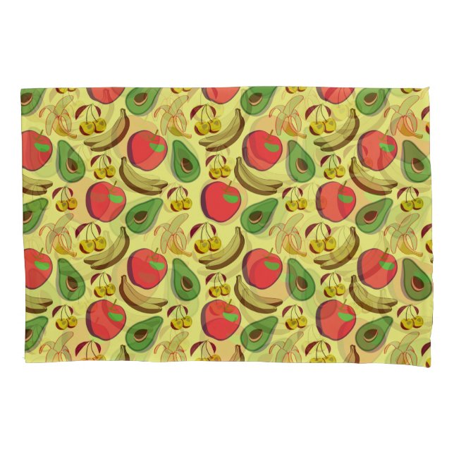 Colourful tropical fruit seamless pattern pillowcase (Front-Left)