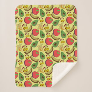 Colourful tropical fruit seamless pattern sherpa blanket
