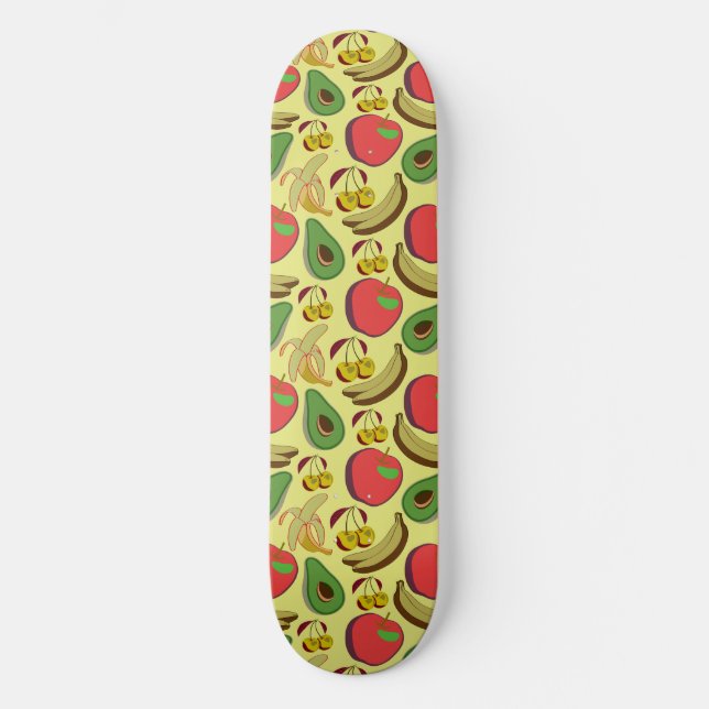 Colourful tropical fruit seamless pattern skateboard (Front)