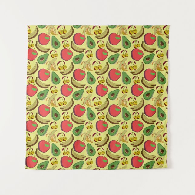 Colourful tropical fruit seamless pattern tapestry (Front)
