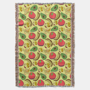 Colourful tropical fruit seamless pattern throw blanket