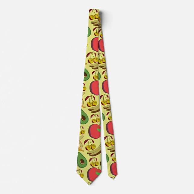 Colourful tropical fruit seamless pattern tie (Front)