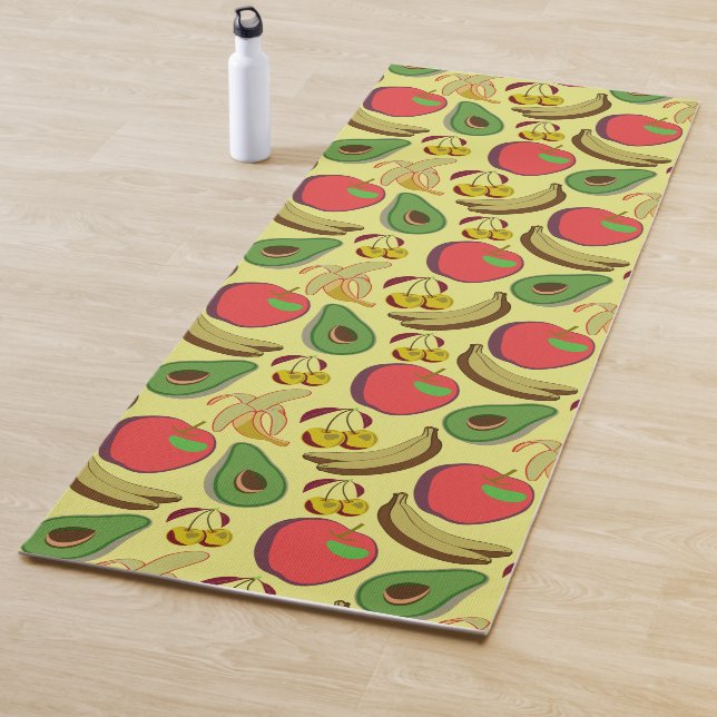 Colourful tropical fruit seamless pattern yoga mat (In Situ)