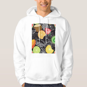 Colourful tropical fruits, black background. hoodie