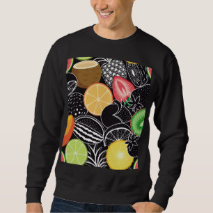 Colourful tropical fruits, black background. sweatshirt