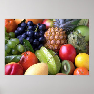 Colourful tropical fruits poster