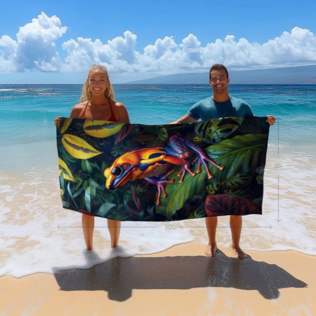 Colourful Tropical Golden Frog Beach Towel (Take this great towel on vacation with you - large size but light weight for easy packing)