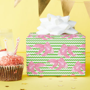 Colourful Tropical Goldfish Chevron Pattern Wrapping Paper