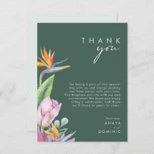 Colourful Tropical Green Reception Thank You Car Postcard