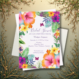 Colourful tropical hawaiian Floral bridal shower Acrylic Invitations