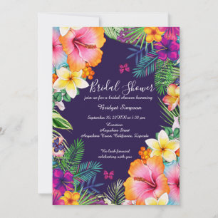Colourful tropical hawaiian Floral bridal shower Invitation