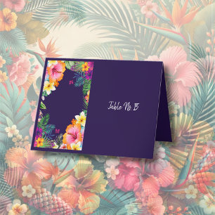 Colourful tropical hawaiian Floral table card