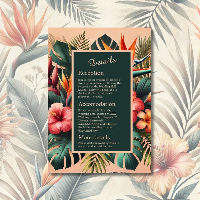 Colourful tropical hawaiian Floral Wedding  Enclos Enclosure Card (Creator Uploaded)