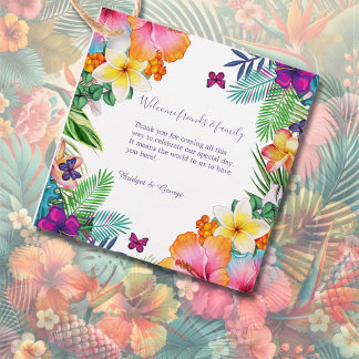Colourful tropical hawaiian Floral Wedding  Favour Tags