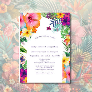 Colourful tropical hawaiian Floral Wedding  Invitation