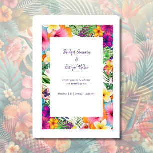 Colourful tropical hawaiian Floral Wedding  Invitation