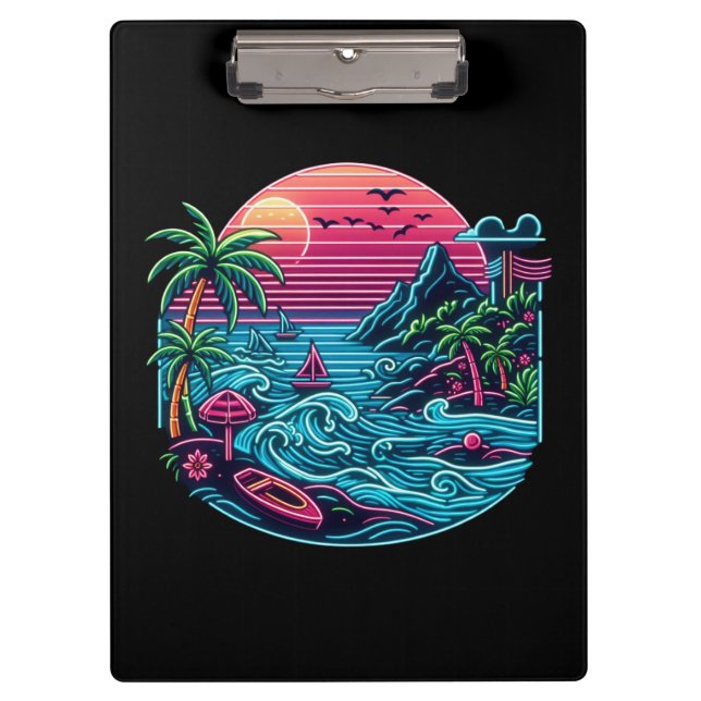 Colourful. Tropical/Hawaiian neon Clipboard (Front)