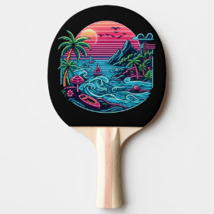 Colourful. Tropical/Hawaiian neon Ping Pong Paddle