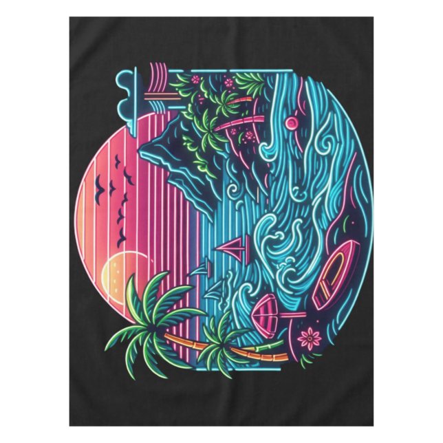 Colourful. Tropical/Hawaiian neon Tablecloth (Front)
