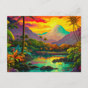 Colourful Tropical Island Paradise Postcard