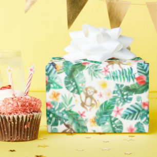 Colourful Tropical Jungle Animals Pattern Wrapping Paper
