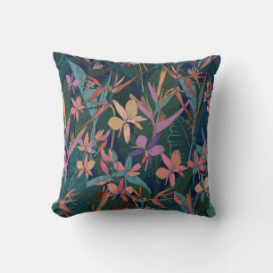 Colourful tropical jungle leaves and flowers hand  cushion