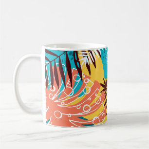 Colourful tropical jungle leaves pattern. coffee mug