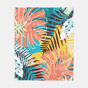 Colourful tropical jungle leaves pattern. fleece blanket