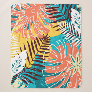 Colourful tropical jungle leaves pattern. sherpa blanket
