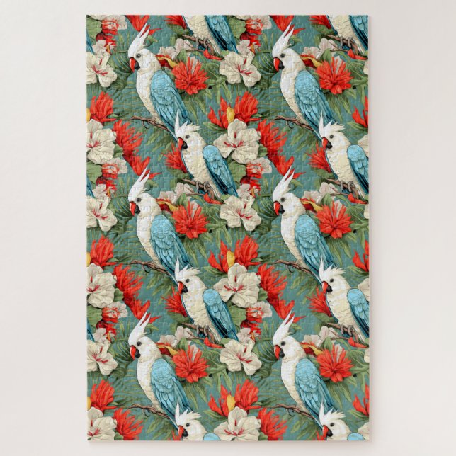 Colourful Tropical Jungle Parrot Difficult Jigsaw Puzzle (Vertical)