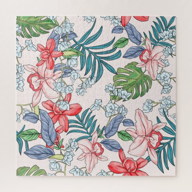 Colourful Tropical Jungle Seamless Print Jigsaw Puzzle (Vertical)