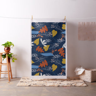 Colourful tropical leaves and flowers pattern fabric