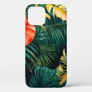Colourful Tropical Leaves and Hibiscus Flowers   iPhone 12 Pro Case