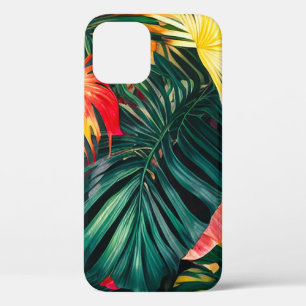 Colourful Tropical Leaves and Hibiscus Flowers   iPhone 12 Pro Case
