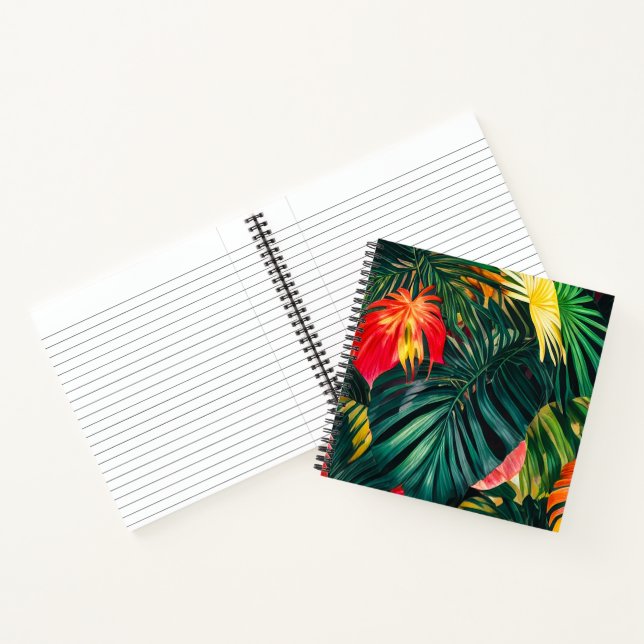 Colourful Tropical Leaves and Hibiscus Flowers | Notebook (Inside)